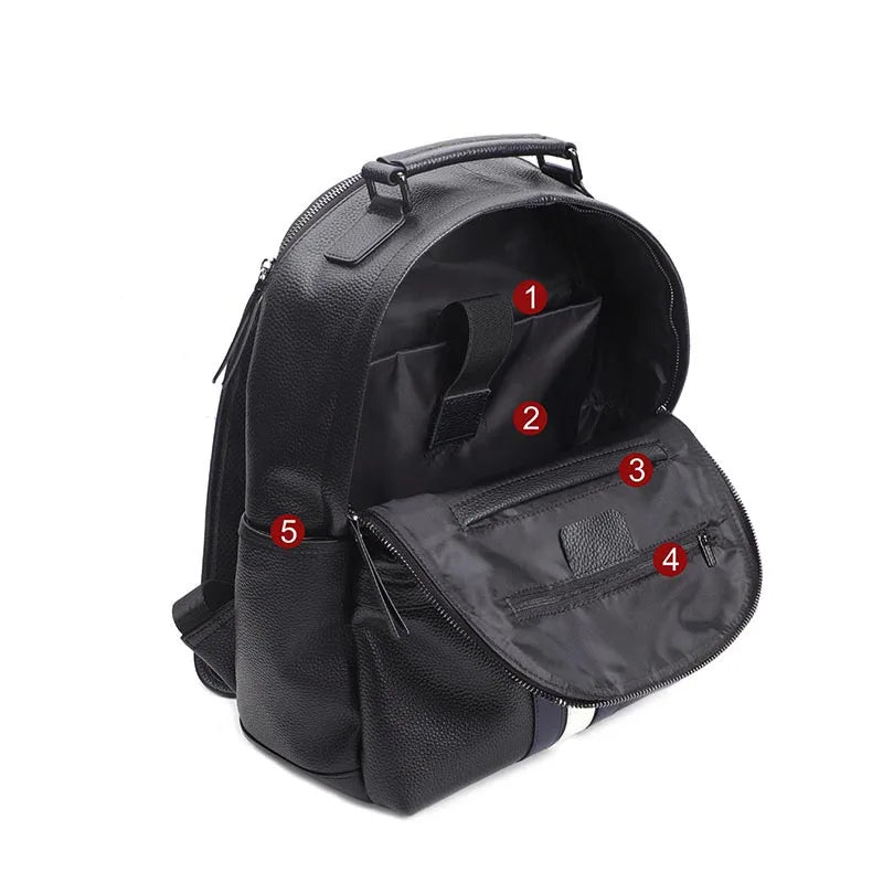 2024 nuevo diseño de moda para hombres, mochila marrón de cuero genuino para ordenador portátil, mochila escolar, bolsa de día para niños, bolsas de viaje grandes para hombres