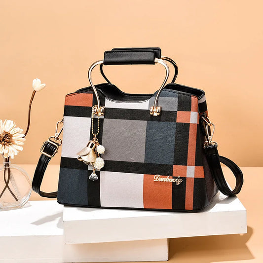 Bolsos de mensajero de diseño de lujo para mujer, monedero y bolsos de piel sintética para mujer, bolso de hombro tipo bandolera de viaje a cuadros Vintage para mujer