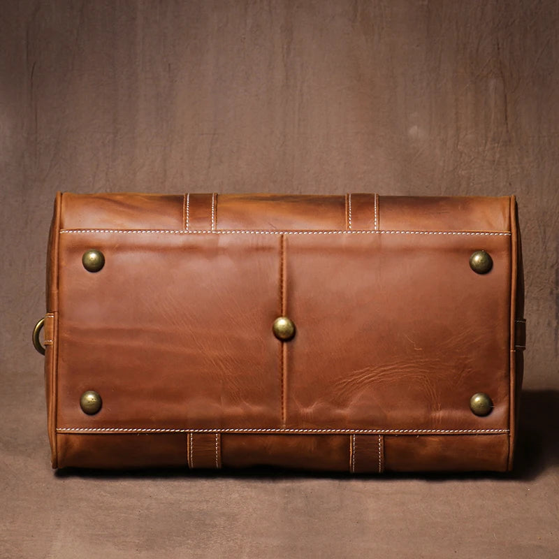 GURO-bolsos de viaje Retro de cuero de vaca para hombre y mujer, bolso de mano de cuero genuino, bolsa de Fitness de fin de semana de lujo, equipaje de viaje corto