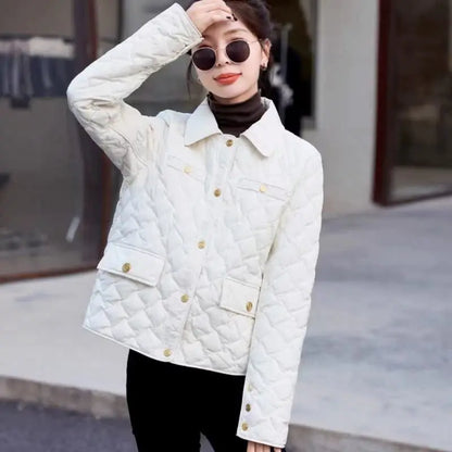 Chaqueta Corta Ligera de Algodón para Mujer, Talla Pequeña, Acolchada, para Invierno, con Cierre de Cremallera, Estilo Moderno