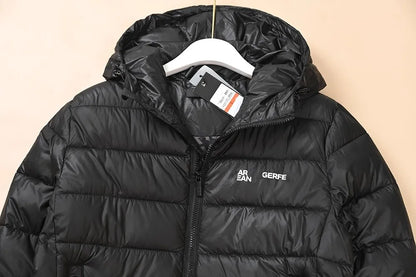 Chaqueta Corta Acolchada de Algodón para Mujer, Estilo Otoño Invierno, con Estampado de Letras, Capucha, Informal, Estilo Ame...
