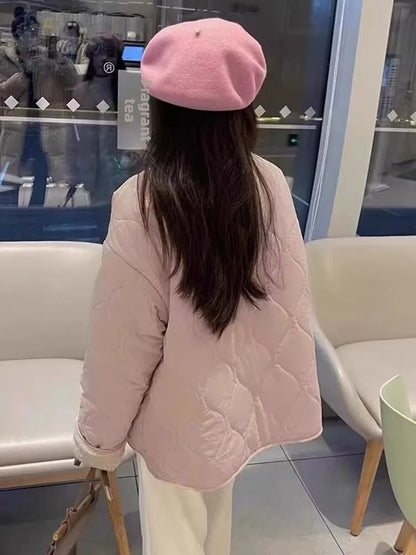 Chaqueta de algodón gruesa con forro de piel de cordero para mujer, ropa de abrigo para primavera y otoño, estilo informal, c...