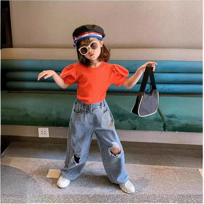 Pantalones Vaqueros Rotos de Moda Urbana 2026 para Niñas, Pantalones de Pierna Ancha de Cintura Alta para Bebés y Niñas Grandes, para Edades de 3 a 17 Años