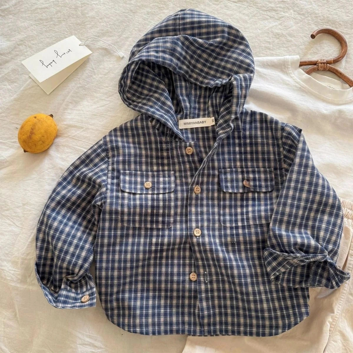 Camisas coreanas para niños, camisas con capucha para niñas y niños, Tops a cuadros de algodón para niños, abrigo informal de manga larga para primavera y otoño de 1 a 10 años