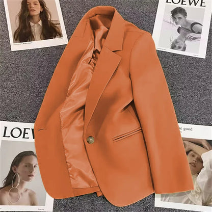 Green Suit Jacket Women's Fashionable Versatile Spring Autumn Polyester Commute Style Regular Thickness Online Exclusive
