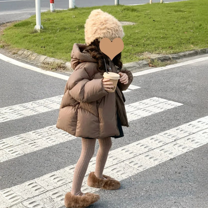 Ropa de invierno para niños versión coreana, Chaqueta de algodón de plumón medio a largo para niños, Chaqueta de algodón gruesa para bebés