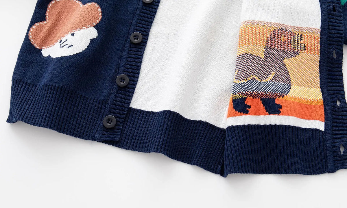 Suéter de invierno para niños y niñas, chaqueta con hebilla, prendas de punto de doble capa, algodón, novedad