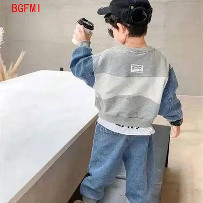 Conjuntos de Ropa de Moda para Bebés de 2 a 8 Años, Primavera Otoño 2026, Traje de Mezclilla Estilo Coreano para Niños, Conjunto de Dos Piezas, Top + Pantalón