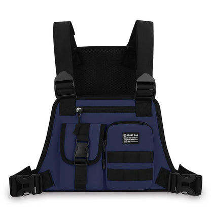 Hip-hop de moda para hombre con múltiples bolsillos bolso de pecho táctico funcional ligero viaje duradero bolso de chaleco deportivo de moda