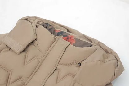 Chaqueta Larga de Algodón Grueso para Mujer, Acolchada, Ajustada, con Cintura Ajustable, Manga Larga, Cierre de Cremallera