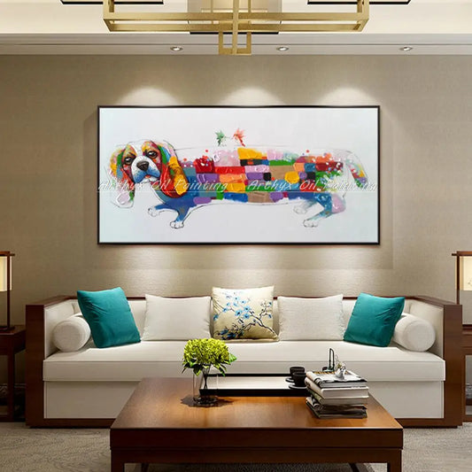 Arthyx, pintura al óleo de animales de perro pintada a mano sobre lienzo, carteles abstractos, imagen artística de pared, decoración para sala de estar, decoración moderna del hogar + paquete Switch in Art completo