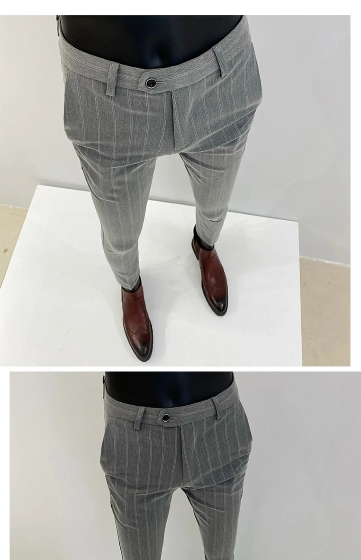 Pantalones de traje a rayas para hombre, pantalón de vestir Social para oficina de negocios, informal, ajustado, para boda, 2022