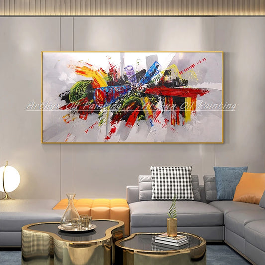 Pintura colorida abstracta Arthyx, pinturas al óleo pintadas a mano sobre lienzo, tamaño grande hecho a mano, arte de pared moderno para decoración de casas(paquete SWITCH IN ART completo)
