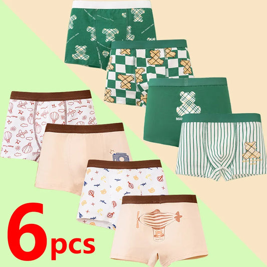 1/2/4/6 Uds. Calzoncillos Boxer para niños, ropa interior de algodón para niños, calzoncillos transpirables para bebés, bragas con estampado de dibujos animados para adolescentes, novedad de 2025