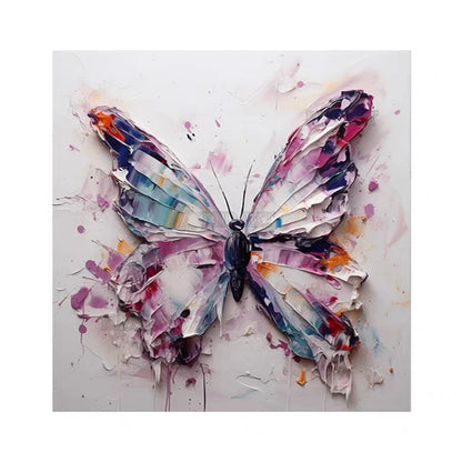 Cuchillo, espesor de textura, cuadro de mariposa acrílico blanco, pintura, lienzo moderno, arte de pared, Panel artesanal hecho a mano