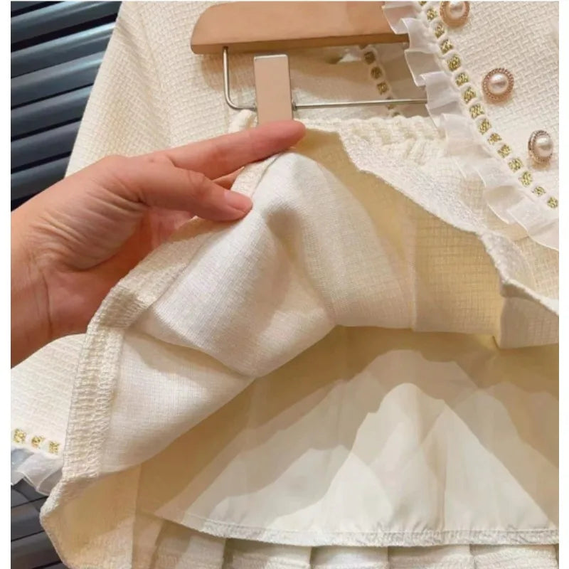 Conjunto de Ropa para Bebés Niñas, Primavera-Otoño 2026, Nuevo Conjunto de Dos Piezas con Falda y Chaqueta a la Moda