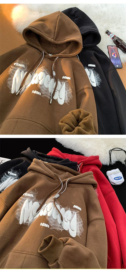 Otoño Goth estampado de letras Sudaderas con capucha para Hombre nuevo Y2K Vintage Sudaderas con capucha Harajuku Casual Sudaderas Hombre ropa de calle Sudadera con capucha