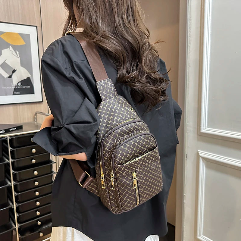 Bolso de pecho de cuero PU ligero con múltiples bolsillos para hombre, bolso cruzado informal Unisex, adecuado para desplazamientos diarios, bolso de hombro