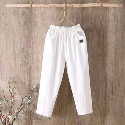 Pantalones Harlan de algodón sueltos para mujer, pantalones informales de verano para mamá, pantalones informales de algodón ...
