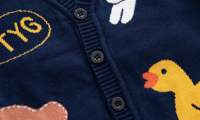 Suéter de invierno para niños y niñas, chaqueta con hebilla, prendas de punto de doble capa, algodón, novedad