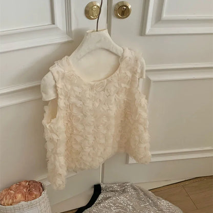 Chaleco sin mangas de estilo coreano con rosas para mujer, chaleco informal liso y dulce para vacaciones, Tops elegantes con cuello redondo a la moda para verano, novedad