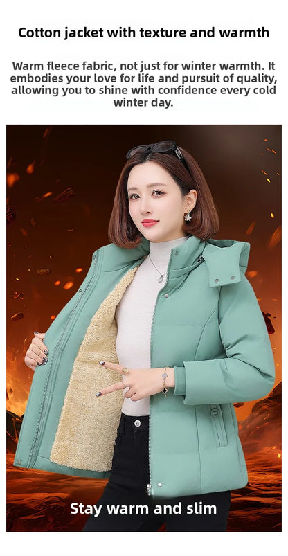 Chaqueta de algodón con forro polar grueso para mujer ENYW, abrigo informal holgado de invierno, ropa cálida para mamá, manga...