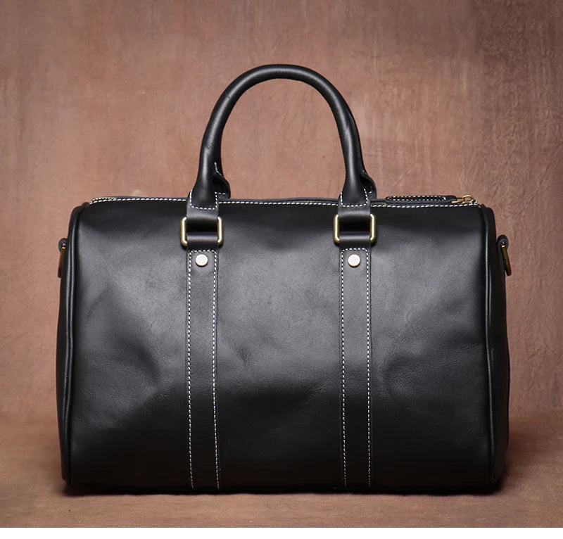 GURO-bolsos de viaje Retro de cuero de vaca para hombre y mujer, bolso de mano de cuero genuino, bolsa de Fitness de fin de semana de lujo, equipaje de viaje corto