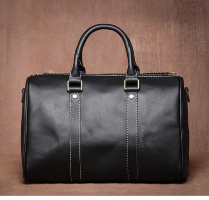 GURO-bolsos de viaje Retro de cuero de vaca para hombre y mujer, bolso de mano de cuero genuino, bolsa de Fitness de fin de semana de lujo, equipaje de viaje corto