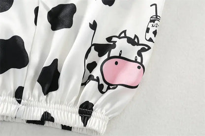 Conjuntos de pijamas para niños y niñas, camiseta de manga corta de vaca de dibujos animados, Tops con pantalones, ropa de dormir para bebés pequeños, Pijamas