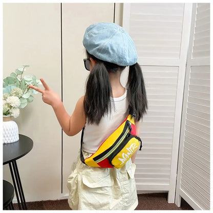 Mini riñonera Oxford con letras bonitas para niños y niñas, paquete divertido de plátano, bolso de hombro cruzado, bolsos con cinturón de pecho, nuevo