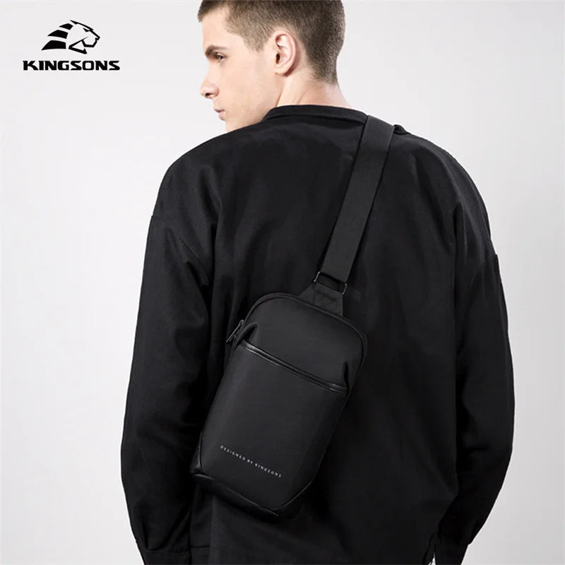 Kingsons, bolso cruzado para hombre, Kingsons, moda negra, bolso de hombro impermeable para hombre, bolso de pecho informal para niño