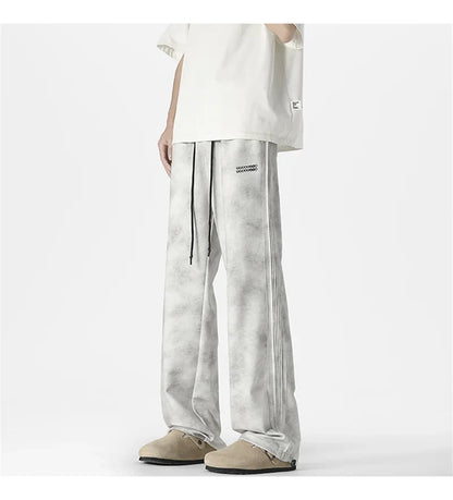 Pantalones Deportivos Grises de Pierna Recta Estilo Hip Hop 2026 para Hombre, Pantalones Holgados de Moda Coreana de Primavera, Estilo Y2K, Casuales