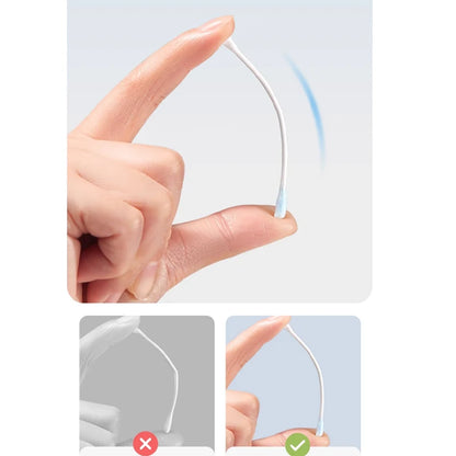 Hisopos de algodón para bebés con doble punta, para limpieza de oídos y nariz, multifuncionales, de bambú, para maquillaje y limpieza de bebés y niños