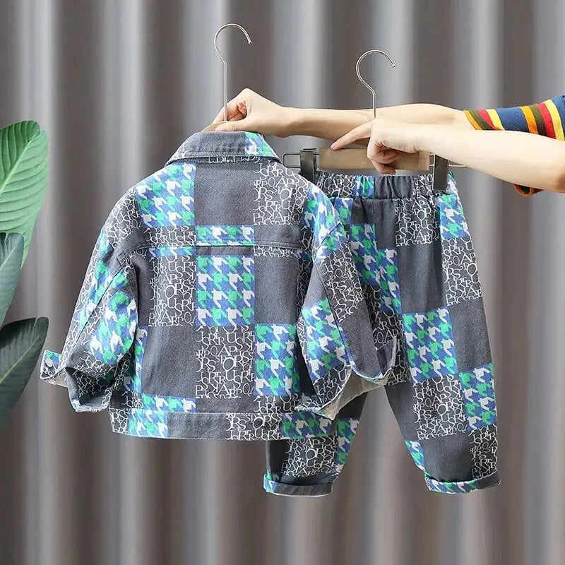 Children's Clothes Set Spring Autumn Jacket Pants Two Piece Boys Denim Set 2024 New Baby Fashion Clothing Suit