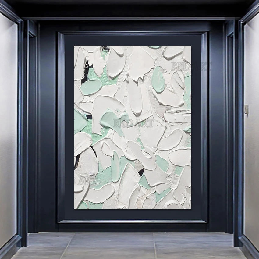 Murales modernos para el hogar, textura abstracta, pintura acrílica blanca, pintura al óleo gruesa, decoración de pared, imagen, arte de gran tamaño para porche + paquete Switch In Art completo