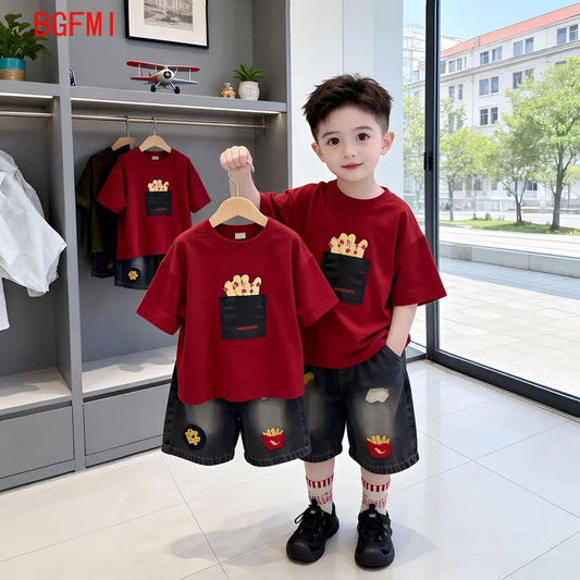 Conjunto de Ropa Casual de Verano 2026 para Bebés Niños, Camisetas de Dibujos Animados + Pantalones Cortos, 2 Piezas, Conjuntos de Moda Infantil de 2 a 11 Años