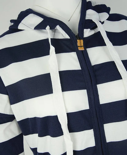 2020ebay Sudadera con capucha a rayas de manga larga para mujer, talla grande, estilo informal, de una sola pieza, material d...
