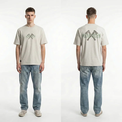 Men's T-shirt Print "AX" Face & Back Short Sleeve T Shirt Summer Casual Tops 100% cotton Fashion Slim Basic Tops Fabric Package