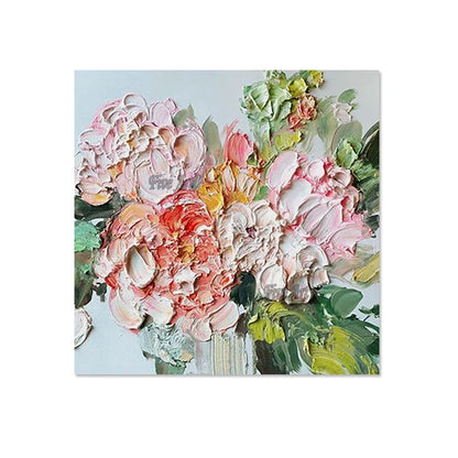 Arte de cuchillo de textura pesada acrílica gruesa, pintura al óleo de flores abstractas, imagen de pared para restaurante, diseños de arte moderno, decoración del hogar