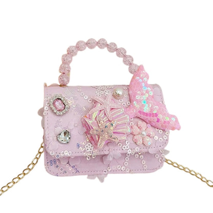 Bolso de Mano con Perlas para Niñas, Mini Bolso Bandolera, Estilo Moderno, para Regalo de Cumpleaños, Ligero, de Cuero PU