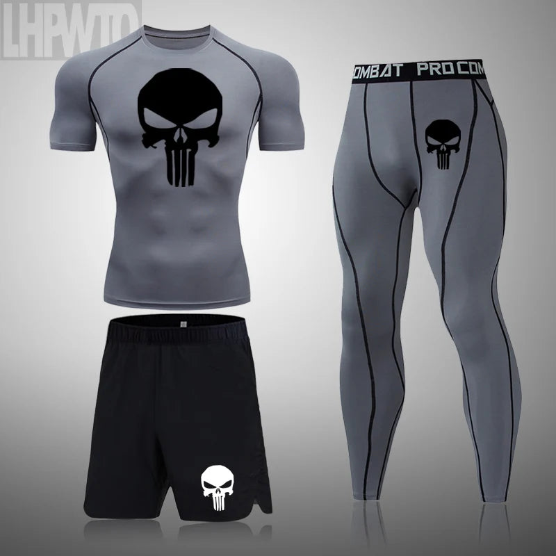 Camiseta deportiva de compresión para hombre, camiseta de entrenamiento físico de secado rápido MMA, ropa deportiva masculina para correr y correr