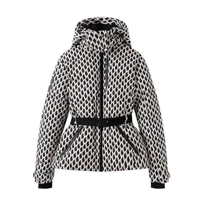 Fashionable Printed Warm Cotton Jacket Women's Winter Clothing Long Sleeve  Color Design Stylish And Comfortable