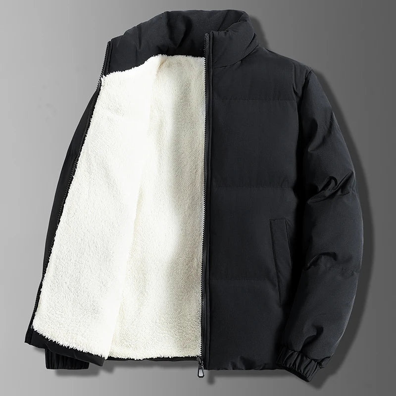 2026 Winter Men Jacket Autumn Warm Fleece Fashion Thicke Cotton Padded Jackets Stand Collar Casual Coats Windproof Plus Size 6XL