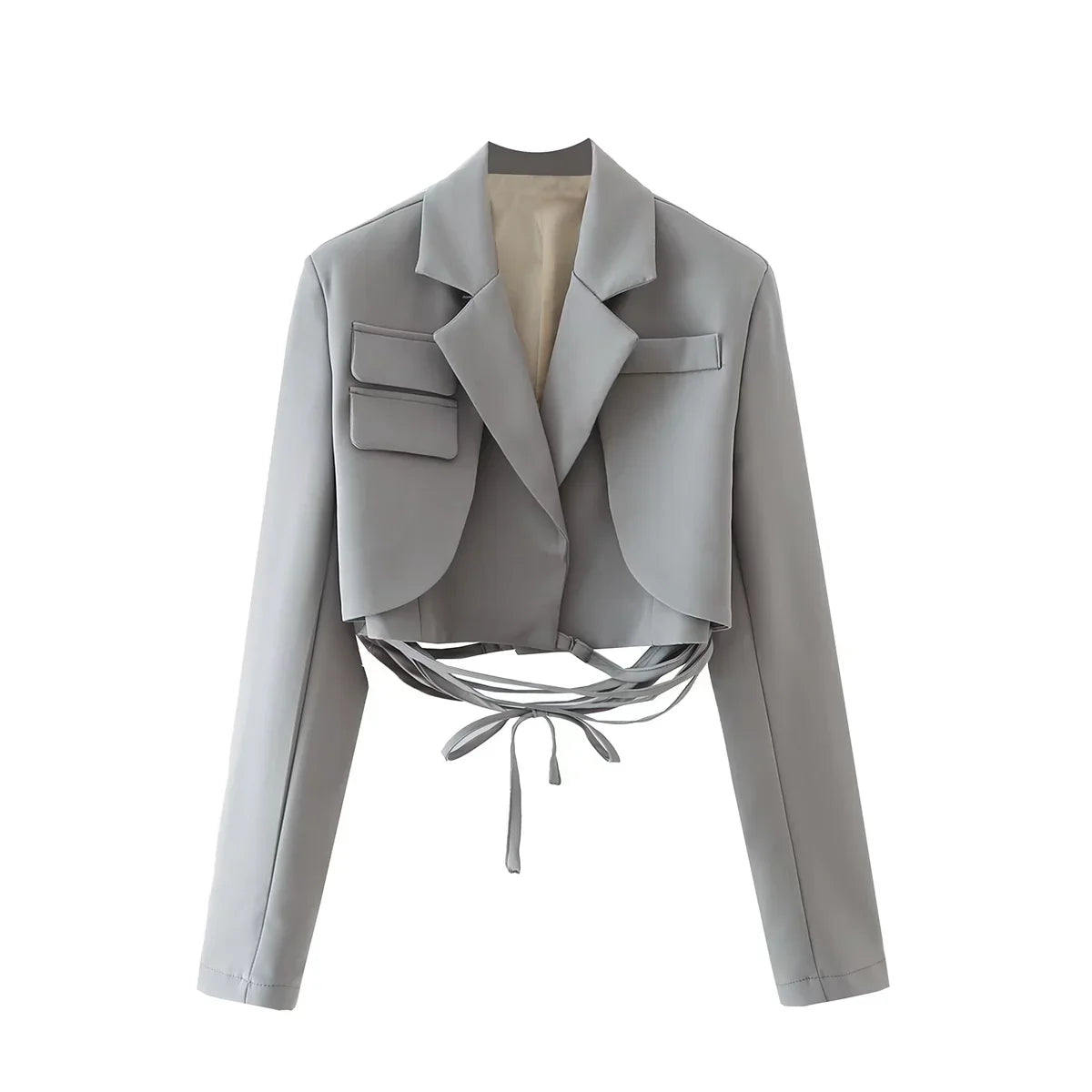 Early Autumn Women's Cross-Belted Slim Fit Short Suit Jacket Fashionable Business Casual Style Long Sleeve Commute Friendly