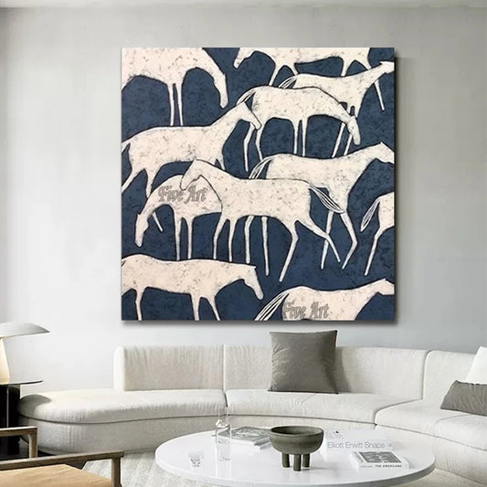 Pintura al óleo de Animal de caballo acrílico abstracto moderno, obra de arte de lienzo para sala de estar, accesorios de decoración del hogar, imagen de pared, arte
