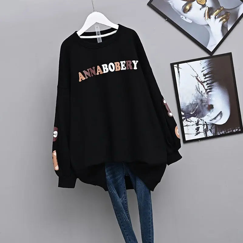 Sudadera con estampado de letras para mujer, ropa de calle de gran tamaño, estilo Hip Hop, Jersey informal de manga larga, 4XL, 2023