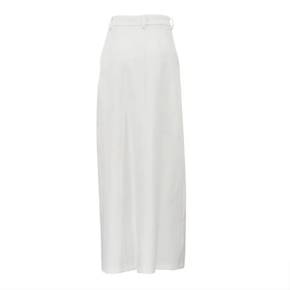 Falda midi de poliéster de cintura alta con abertura, diseño ajustado y elegante, estilo casual para mujer