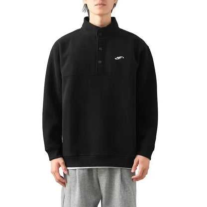 Otoño de los hombres de la letra impresa botón sudadera Stand Collar Patchwork pulóver sudaderas con capucha 2025 nuevo Casual Y2K manga larga Sudaderas