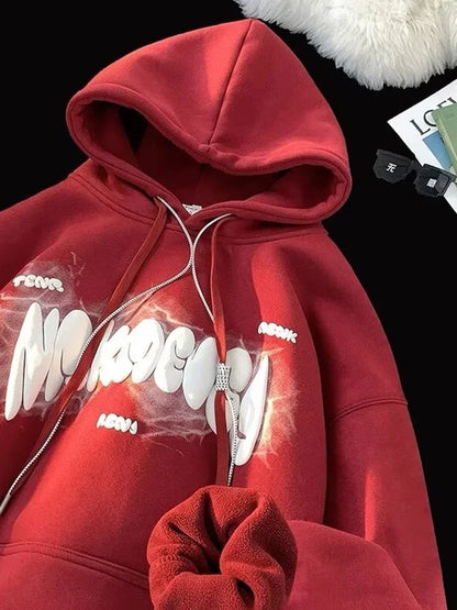 Otoño Goth estampado de letras Sudaderas con capucha para Hombre nuevo Y2K Vintage Sudaderas con capucha Harajuku Casual Sudaderas Hombre ropa de calle Sudadera con capucha
