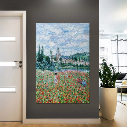 Pintura al óleo de paisaje de jardín hermoso pintado a mano, cuadro en lienzo, pintura de cuchillo con textura, arte de pared de reproducción, sin marco
